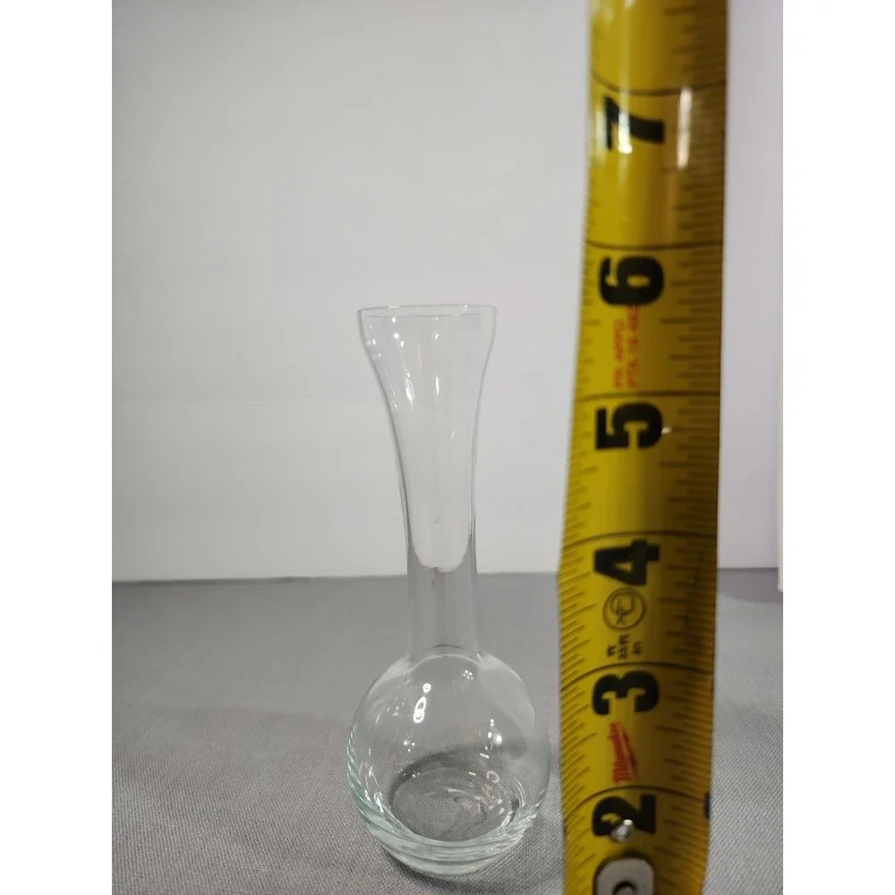 Set of 8 Clear Glass Bud Vases Small Round Base Wedding Centerpiece Decor
